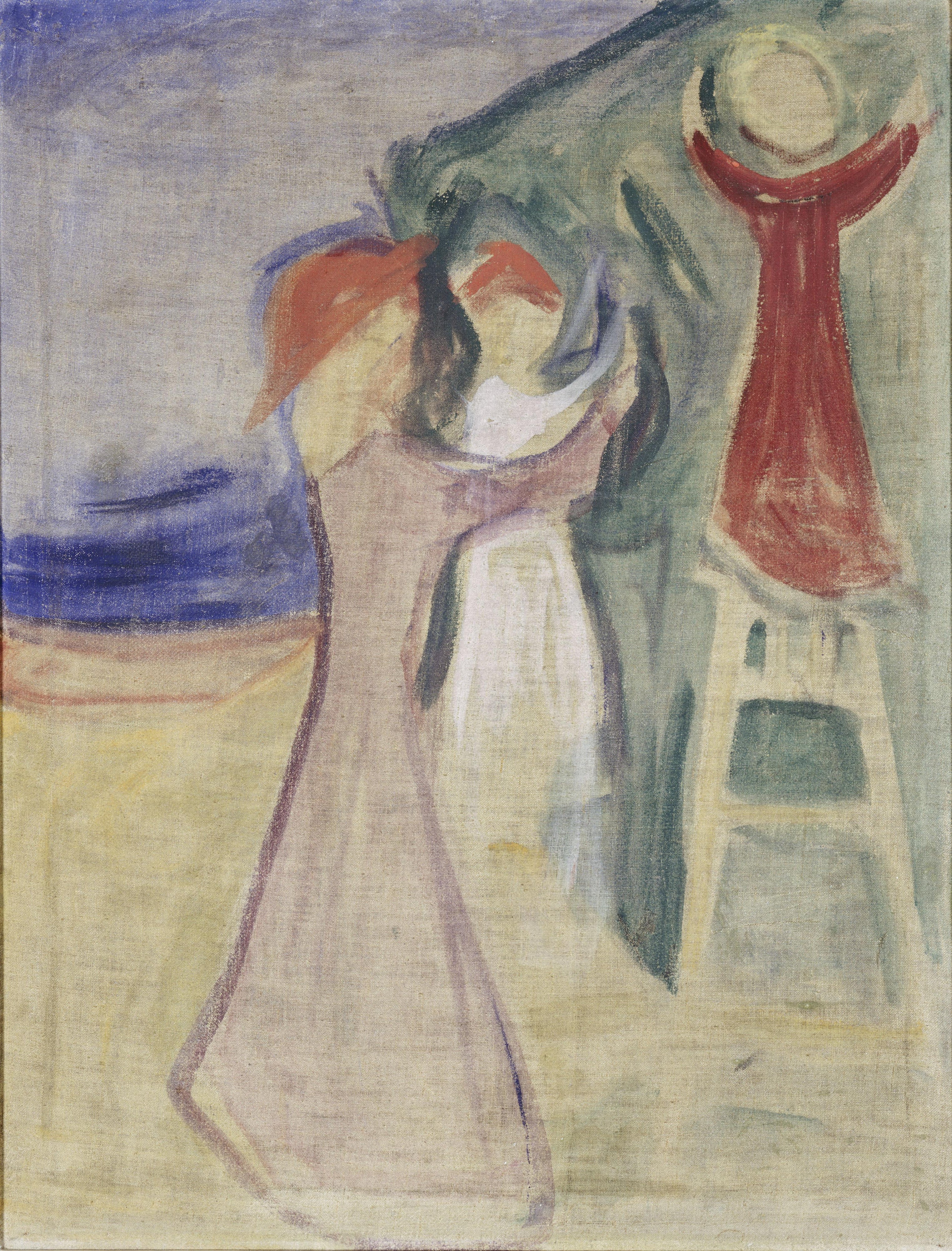 Reproduction du tableau « Jeunes Femmes cueillant un fruit (Frise Reinhardt) - Edvard Munch » par Alpha Reproduction en peinture à l’huile