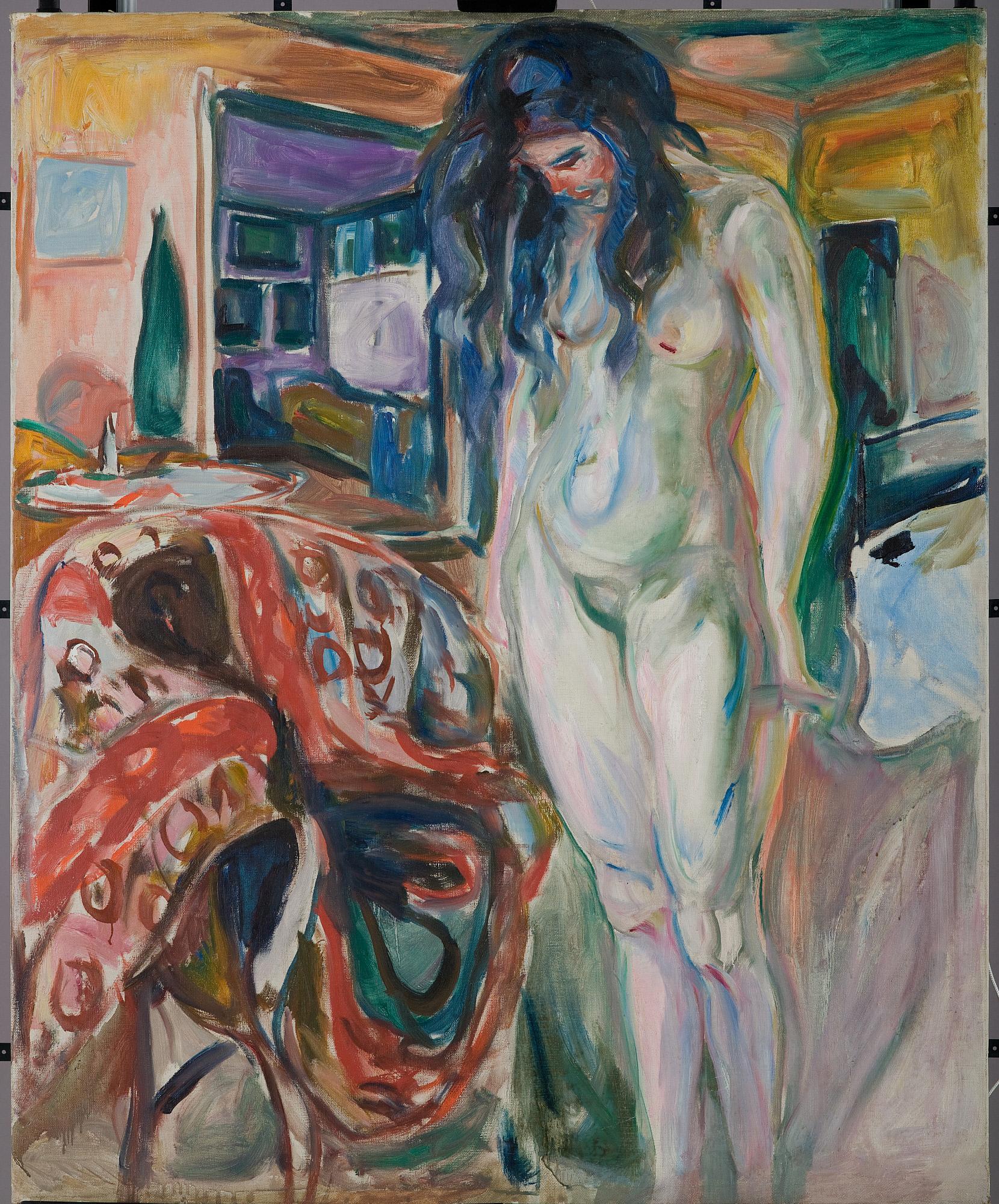 Reproduction du tableau « Modèle près de la chaise en osier - Edvard Munch » par Alpha Reproduction en peinture à l’huile