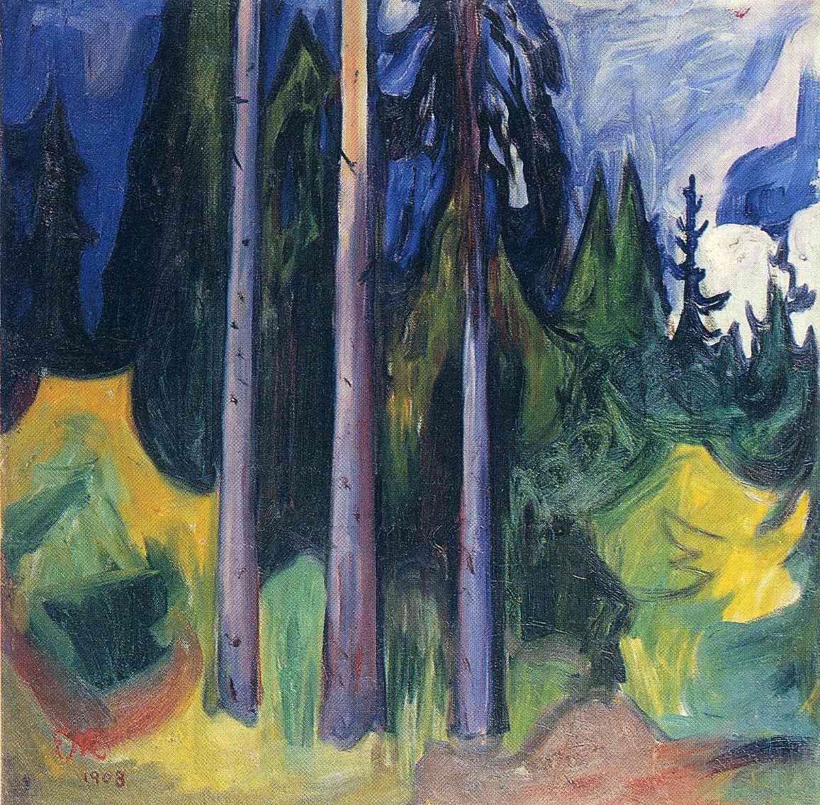 Reproduction du tableau « forêt d'épicéas - Edvard Munch » par Alpha Reproduction en peinture à l’huile