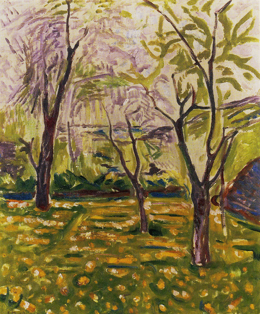 Reproduction du tableau « Arbres et Renoncules - Edvard Munch » par Alpha Reproduction en peinture à l’huile