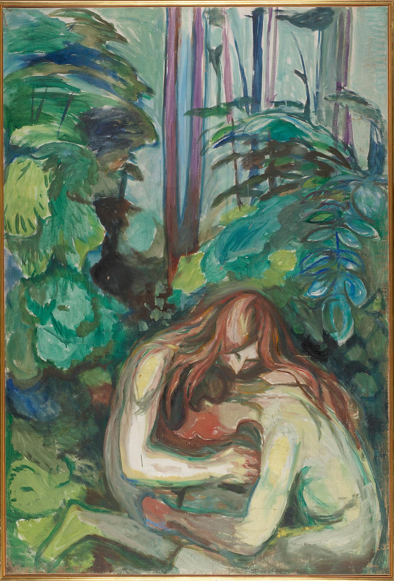 Reproduction du tableau « Vampire dans la forêt - Edvard Munch » par Alpha Reproduction en peinture à l’huile