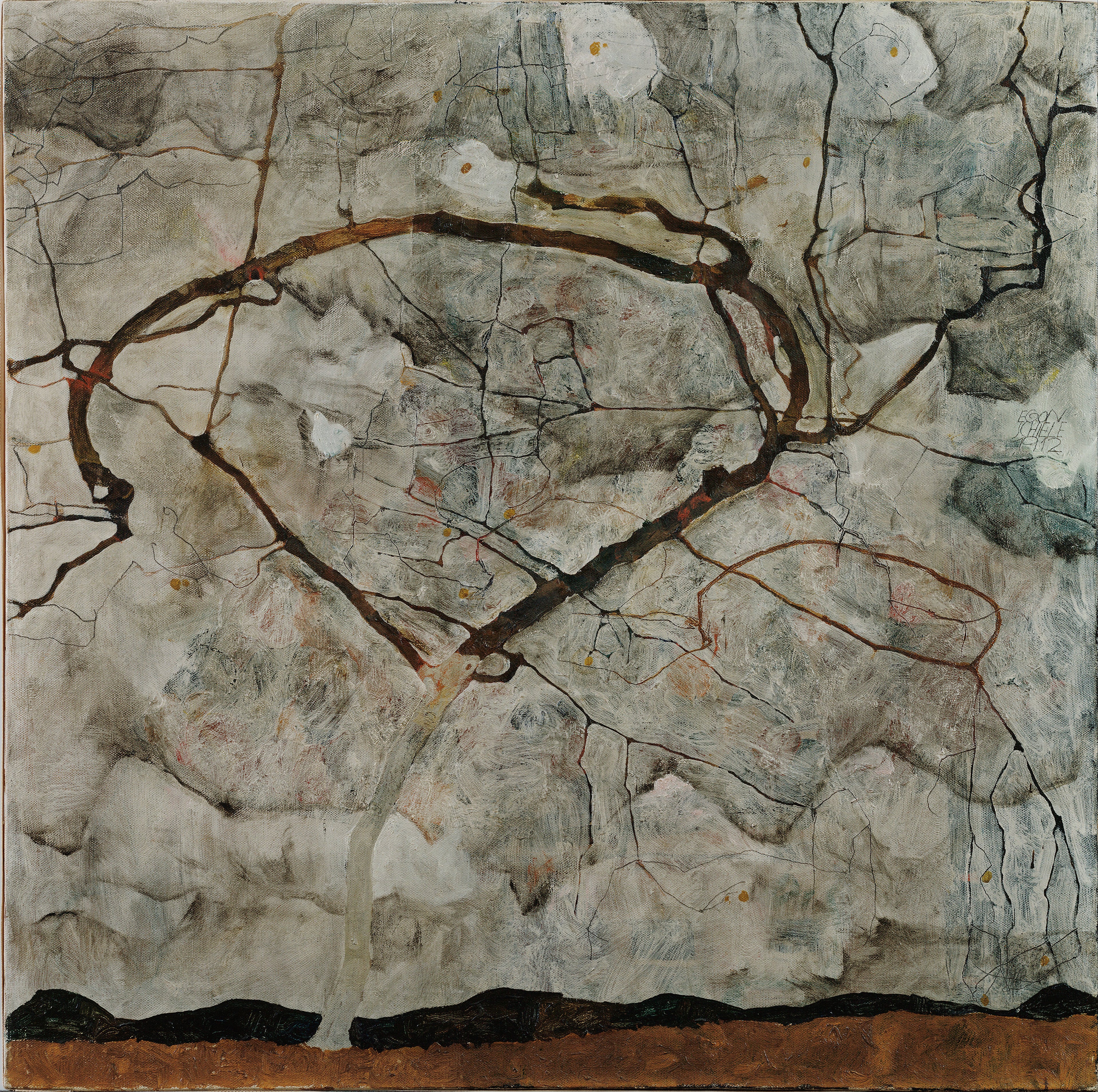 Reproduction du tableau « Arbre d'automne dans l'air agité (arbre d'hiver) - Egon Schiele » par Alpha Reproduction en peinture à l’huile