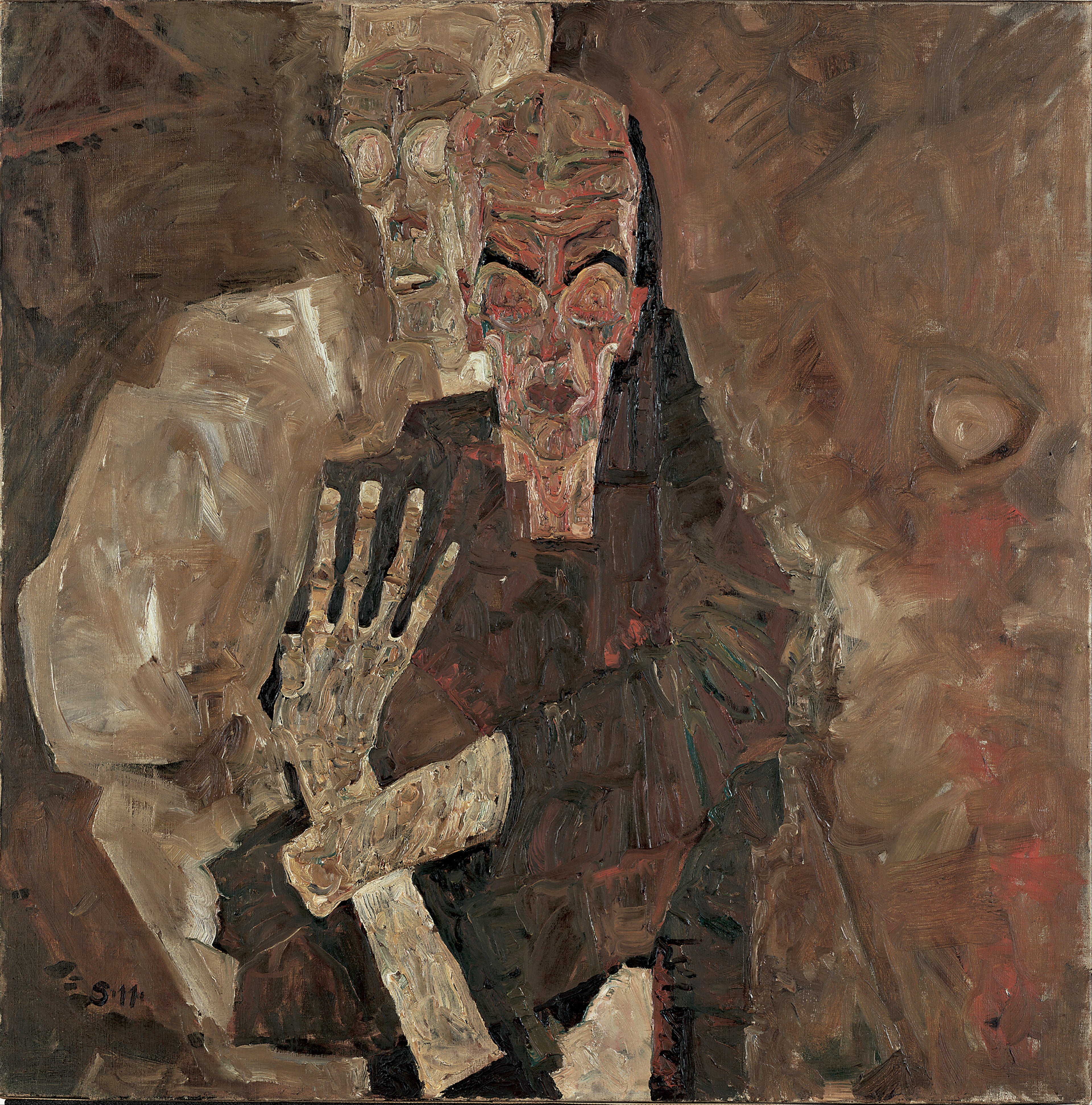 Reproduction du tableau « Self-Seer II (La Mort et l'Homme) - Egon Schiele » par Alpha Reproduction en peinture à l’huile