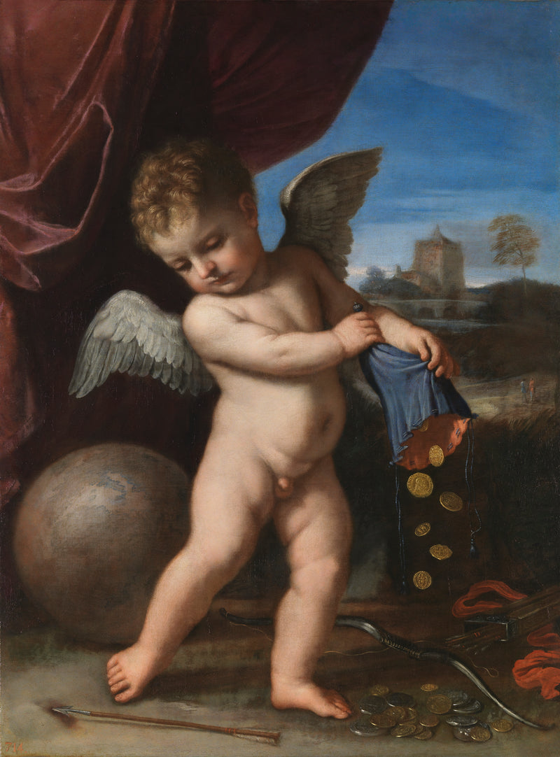 Cupidonin heittäminen rikkauksia - Guercino