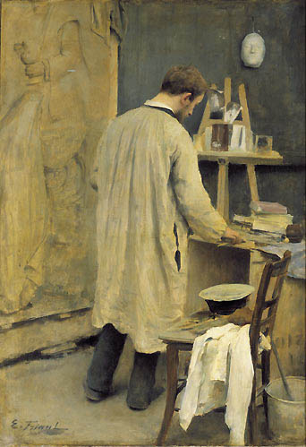 Le Sculpteur Bussière dans son atelier - Émile Friant