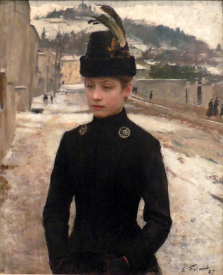Jeune nancéienne dans un paysage de neige - Émile Friant