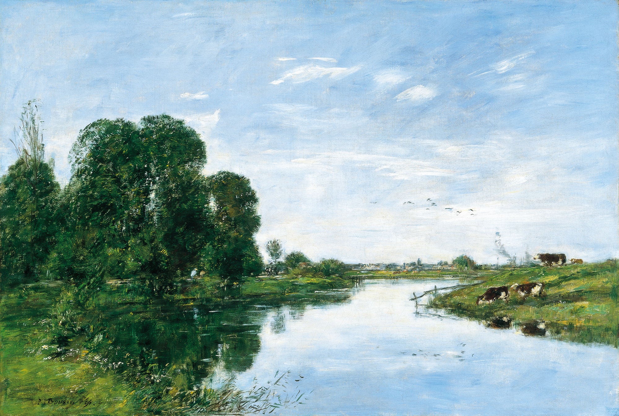 Reproduction du tableau « La rivière Touques à Saint-Arnoult - Eugène Boudin » par Alpha Reproduction en peinture à l’huile