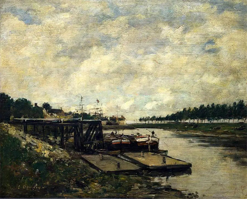 Joki maisema - Eugène Boudin