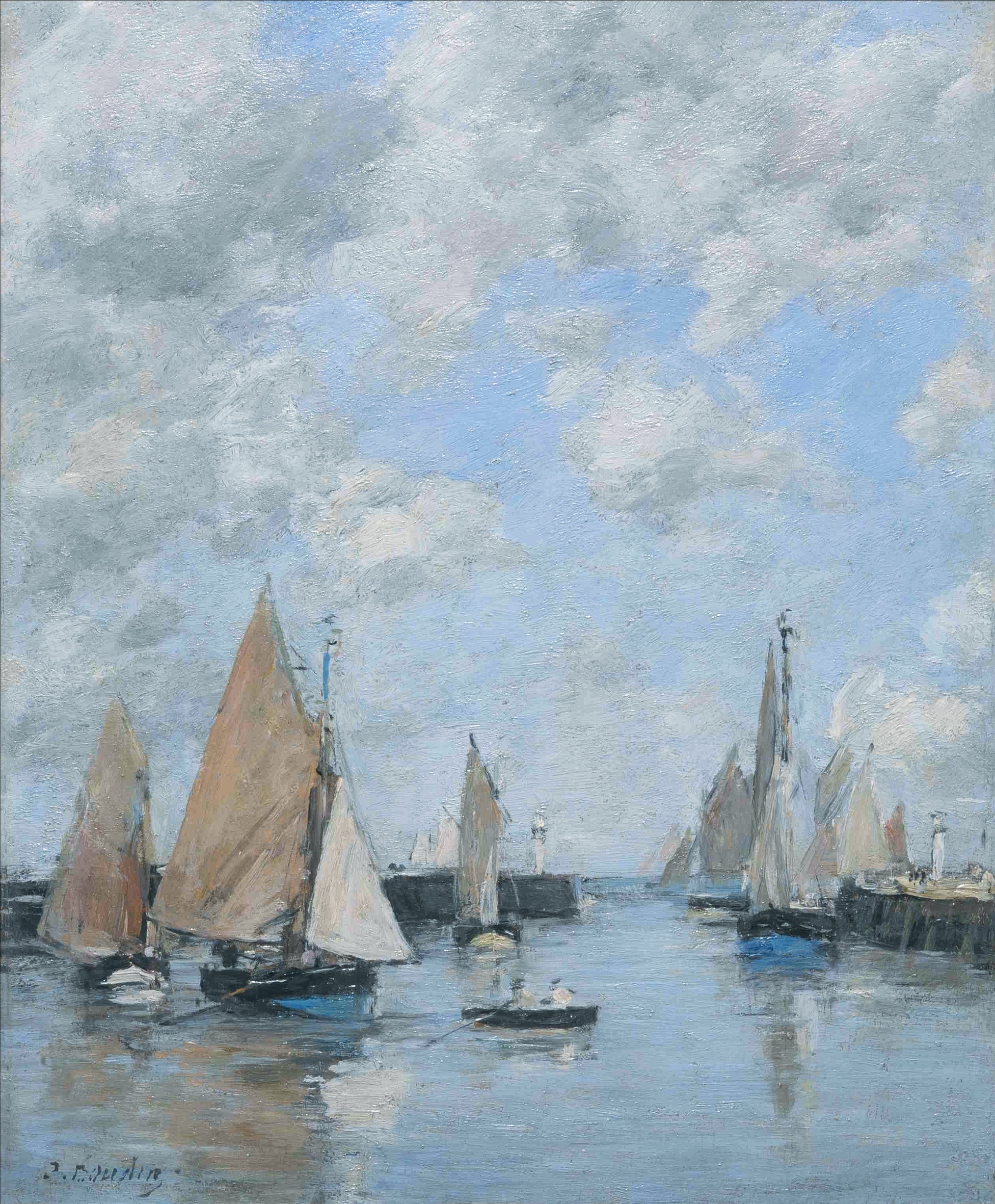Reproduction du tableau « Trouville, la jetée à marée haute - Eugène Boudin » par Alpha Reproduction en peinture à l’huile