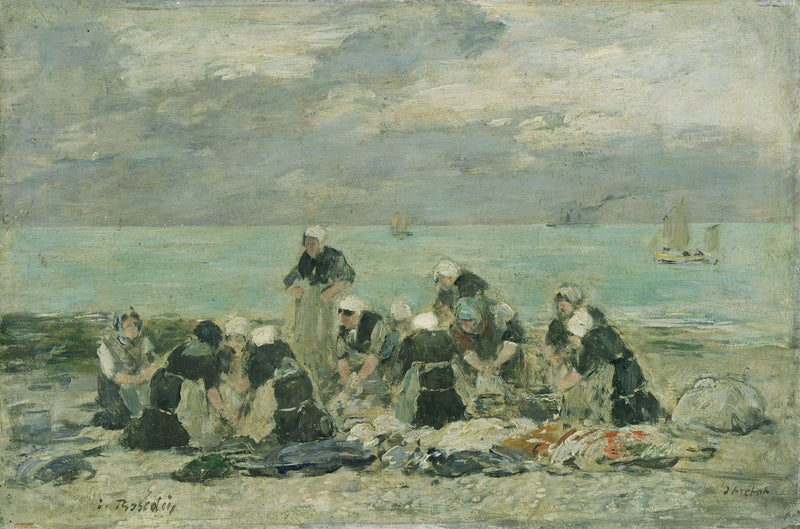 Naiset pesemässä pyykkiä Étretat'ssa - Eugène Boudin