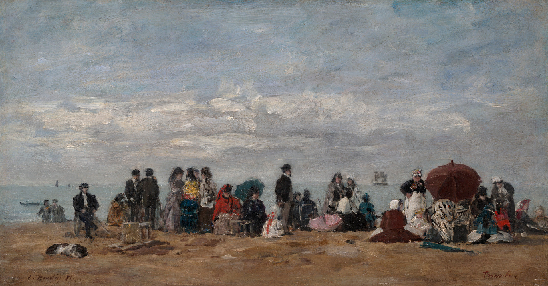 Reproduction du tableau « La plage de Trouville - Eugène Boudin » par Alpha Reproduction en peinture à l’huile