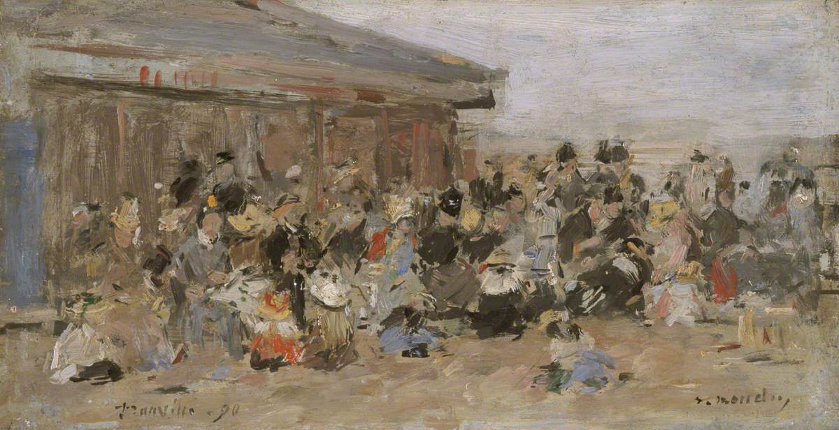 Reproduction du tableau « La plage à Trouville - Eugène Boudin » par Alpha Reproduction en peinture à l’huile