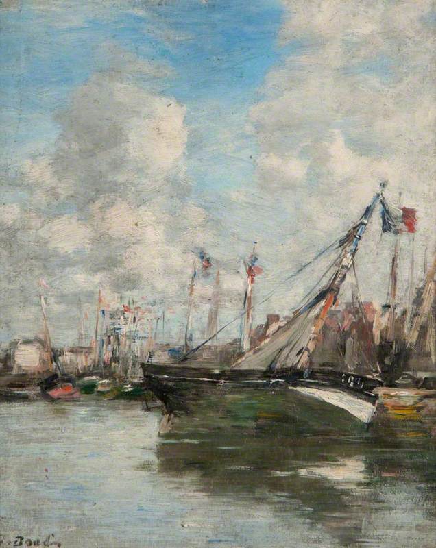 Reproduction du tableau « Scène du port, Trouville - Eugène Boudin » par Alpha Reproduction en peinture à l’huile