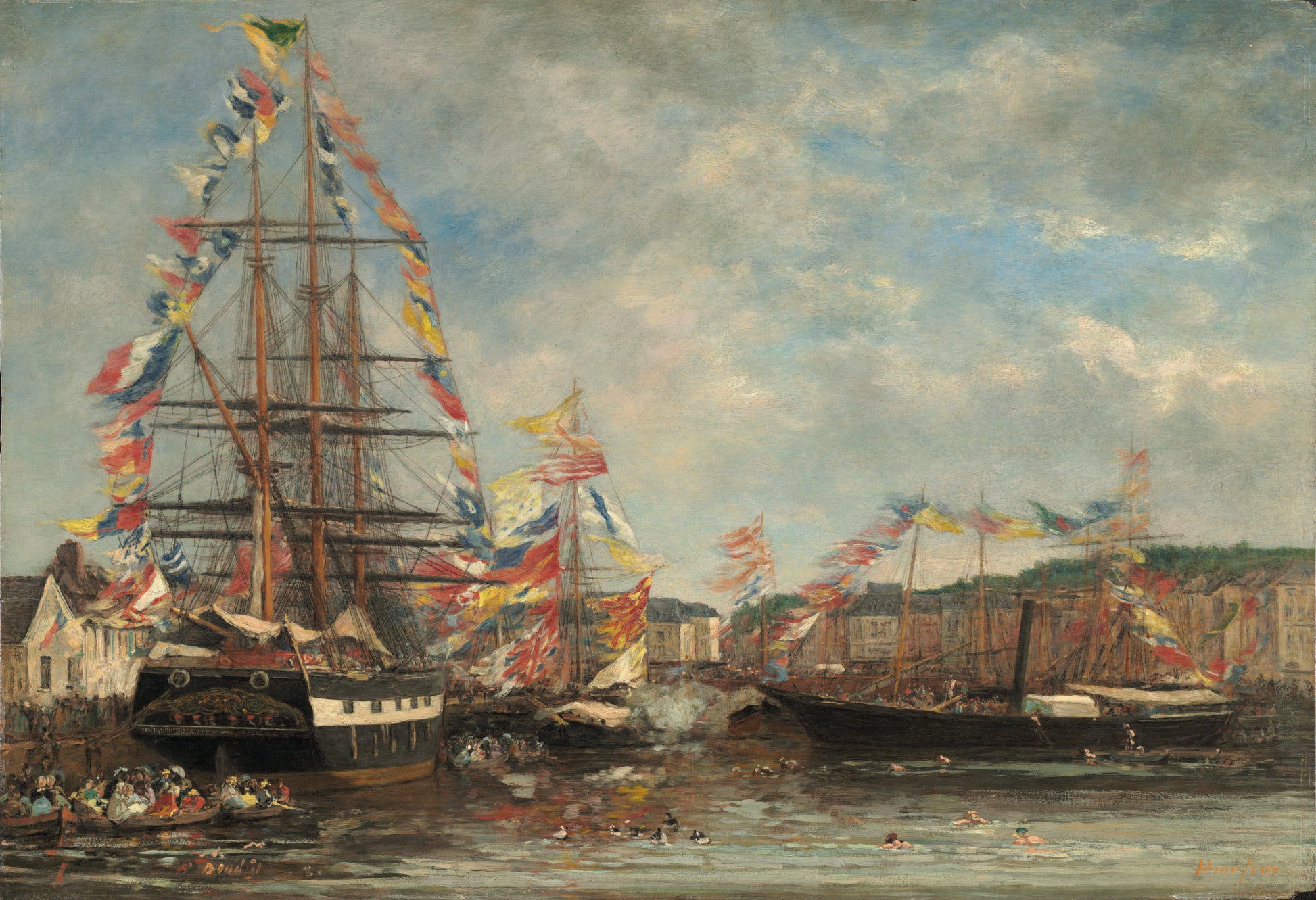 Reproduction du tableau « Fête dans le port de Honfleur - Eugène Boudin » par Alpha Reproduction en peinture à l’huile