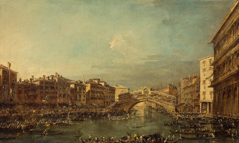 Regatta sur le Grand Canal avec le pont du Rialto à Venise - Francesco Guardi