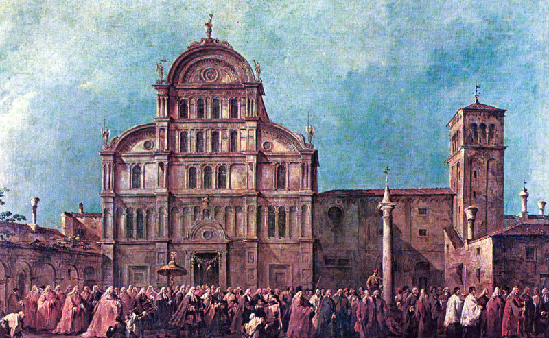 Venetsian dogeen kulkue San Zaccarian edustalla - Francesco Guardi
