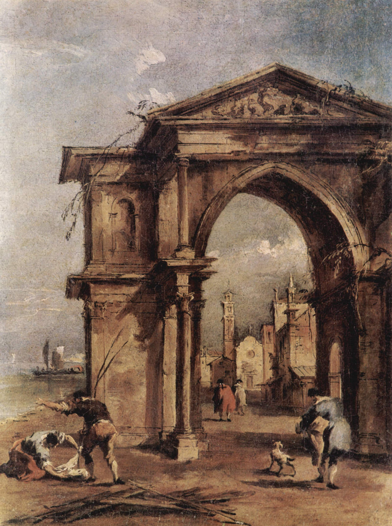 Fantastinen arkkitehtuuri ihmishahmoilla - Francesco Guardi