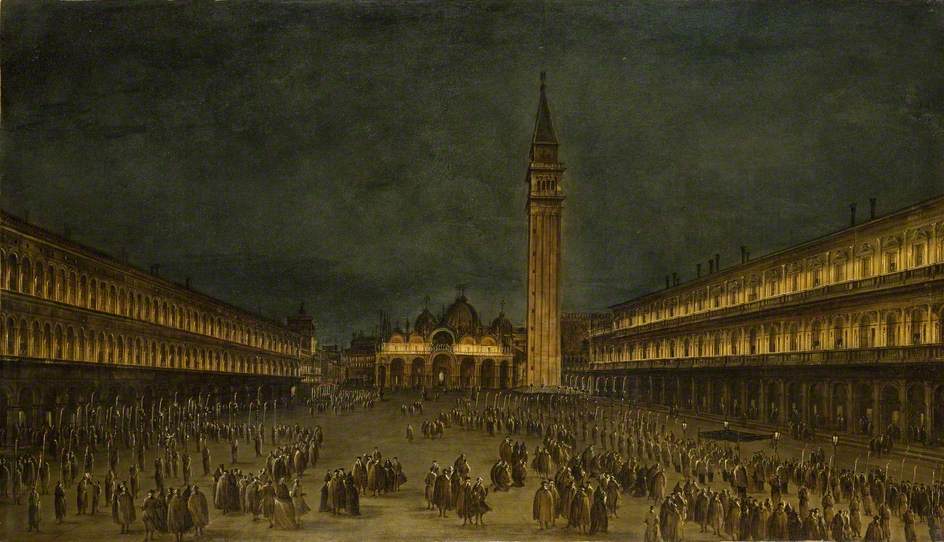 Une procession nocturne sur la place Saint-Marc - Francesco Guardi