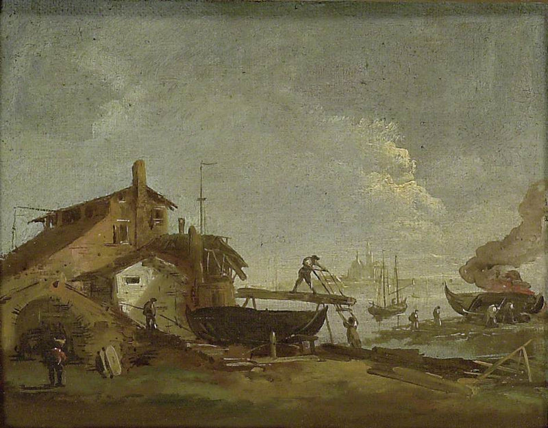 Venetsian veneveistämö tai laivastotyömaa - Francesco Guardi