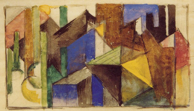 Reproduction du tableau « Composition abstraite - Franz Marc » par Alpha Reproduction en peinture à l’huile