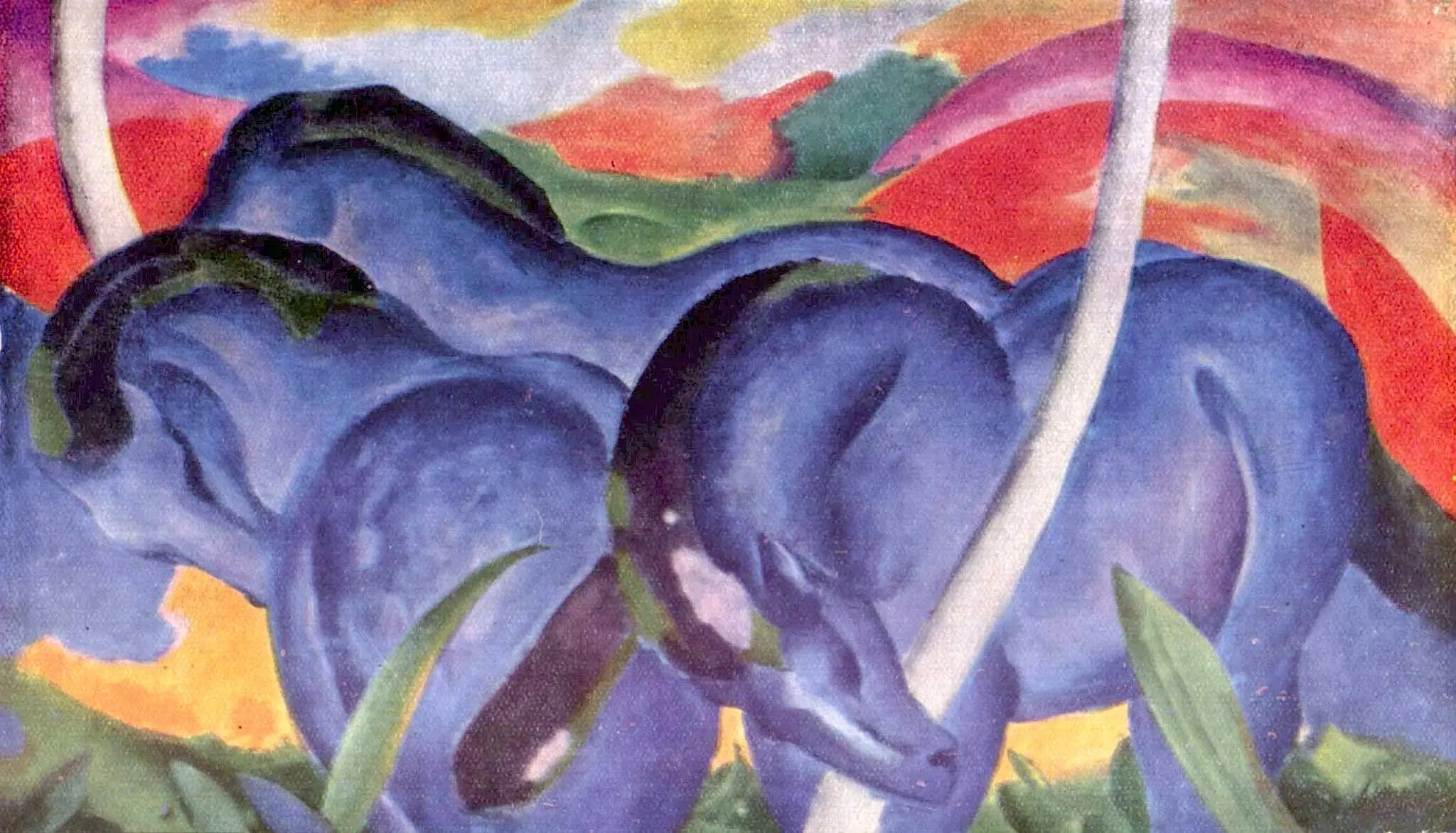 Reproduction du tableau « Les Grands Chevaux bleus - Franz Marc » par Alpha Reproduction en peinture à l’huile