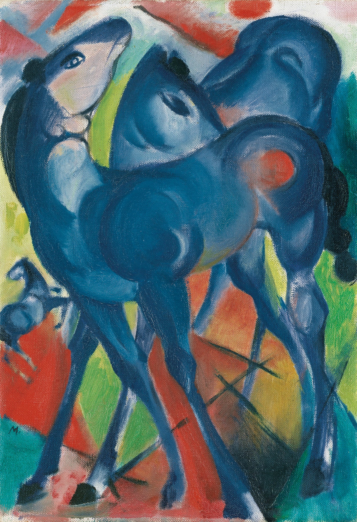 Reproduction du tableau « Les poulains bleus - Franz Marc » par Alpha Reproduction en peinture à l’huile