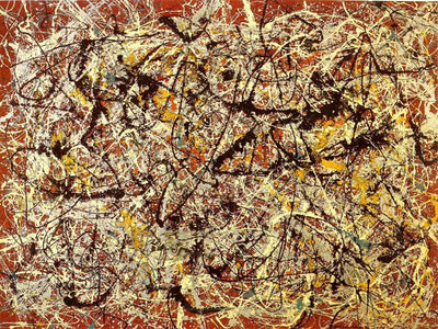 Fresque murale sur sol rouge indien - Jackson Pollock