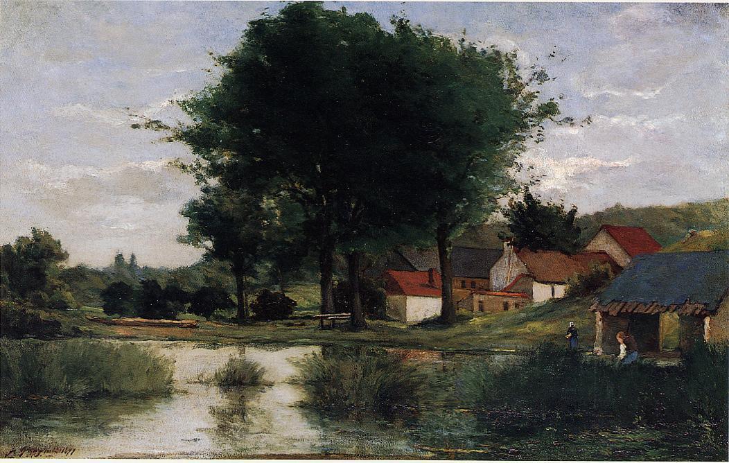 Reproduction du tableau « Ferme près d'un étang, ou Paysage d'automne - Paul Gauguin » par Alpha Reproduction en peinture à l’huile