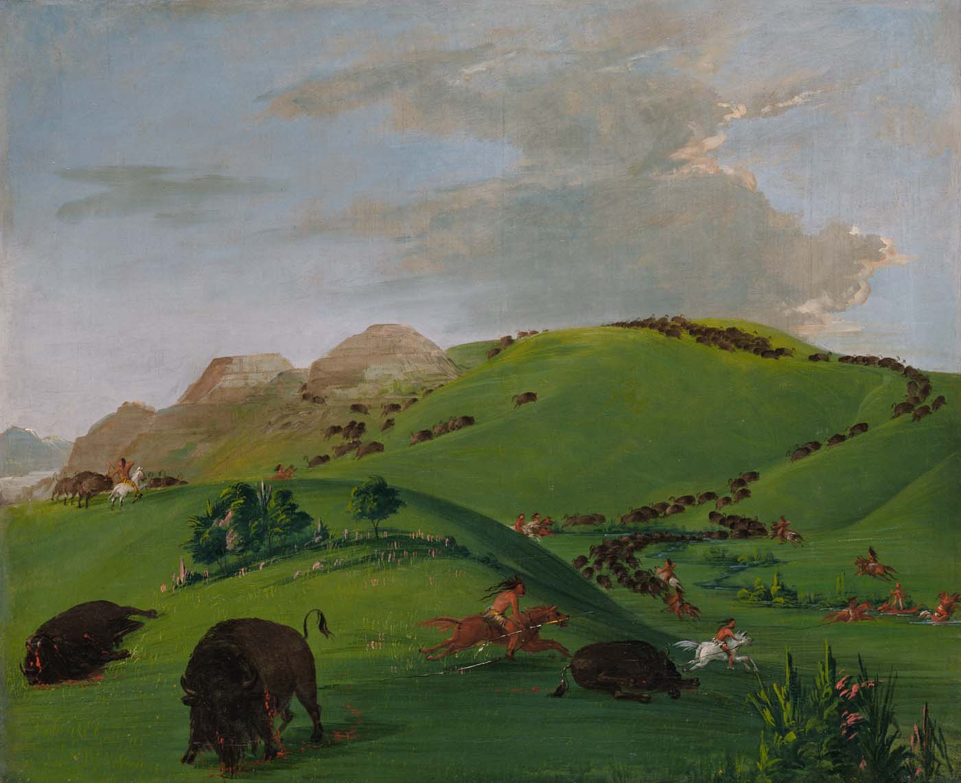 Buffalo Chase, embouchure du Yellowstone - George Catlin