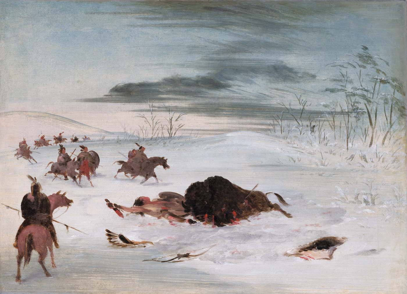 Buffle mâle mourant dans une congère - George Catlin