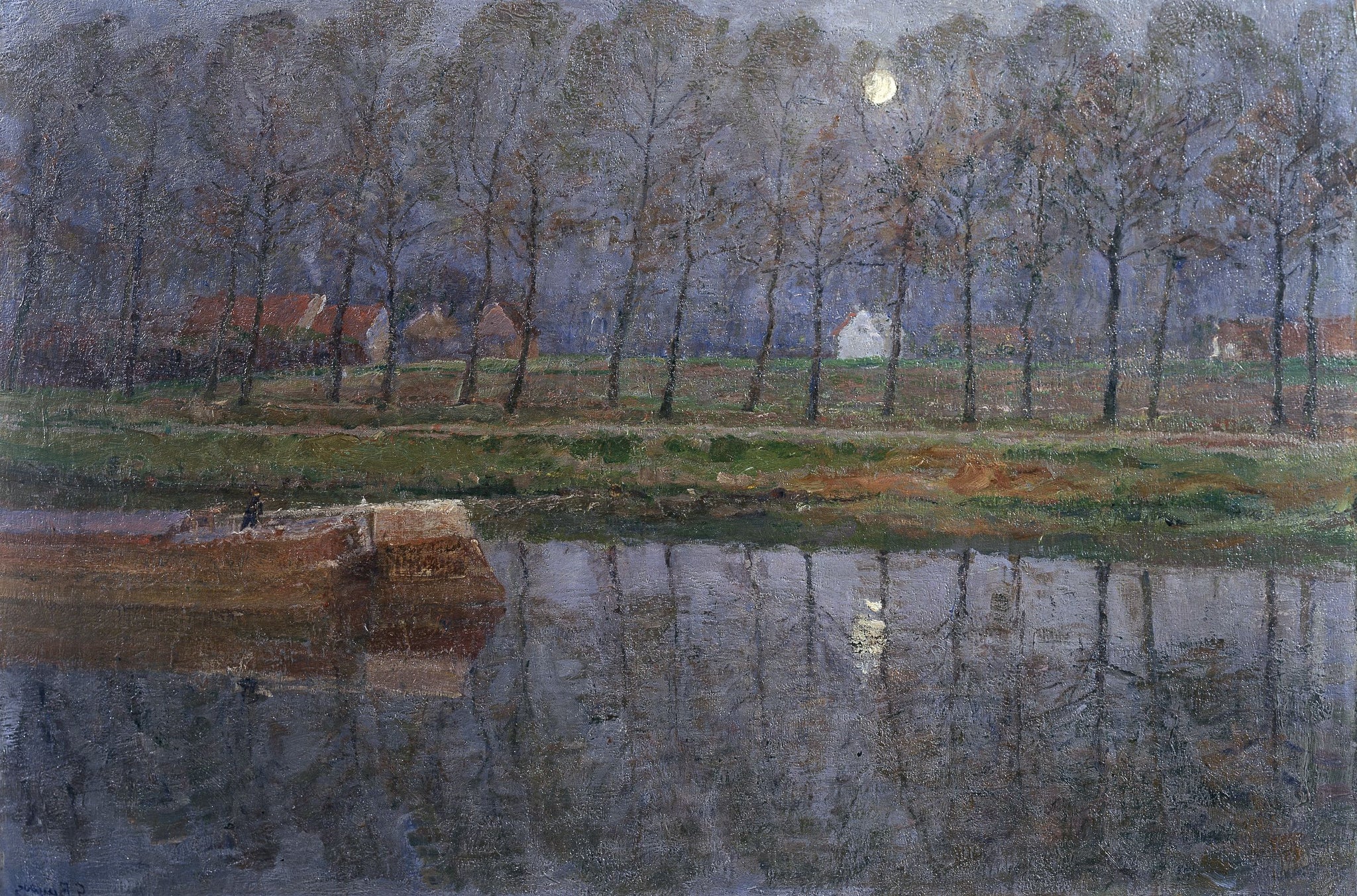 Le canal Gand–Terneuzen au clair de lune de Georges Buysse