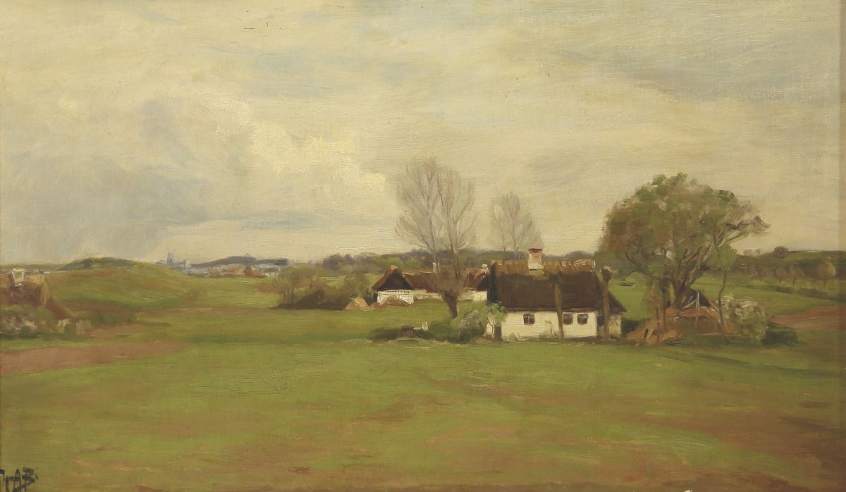 Paysage avec des maisons - H. A. Brendekilde