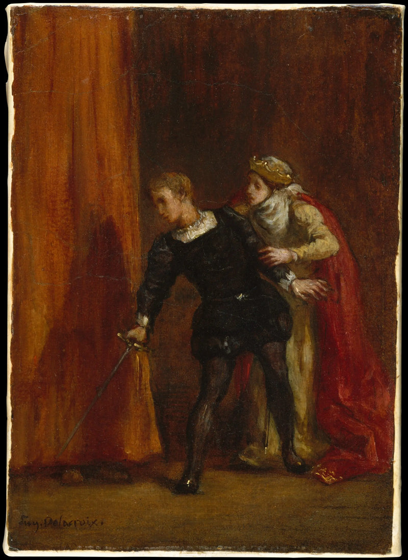 Hamlet ja hänen äitinsä - Eugène Delacroix
