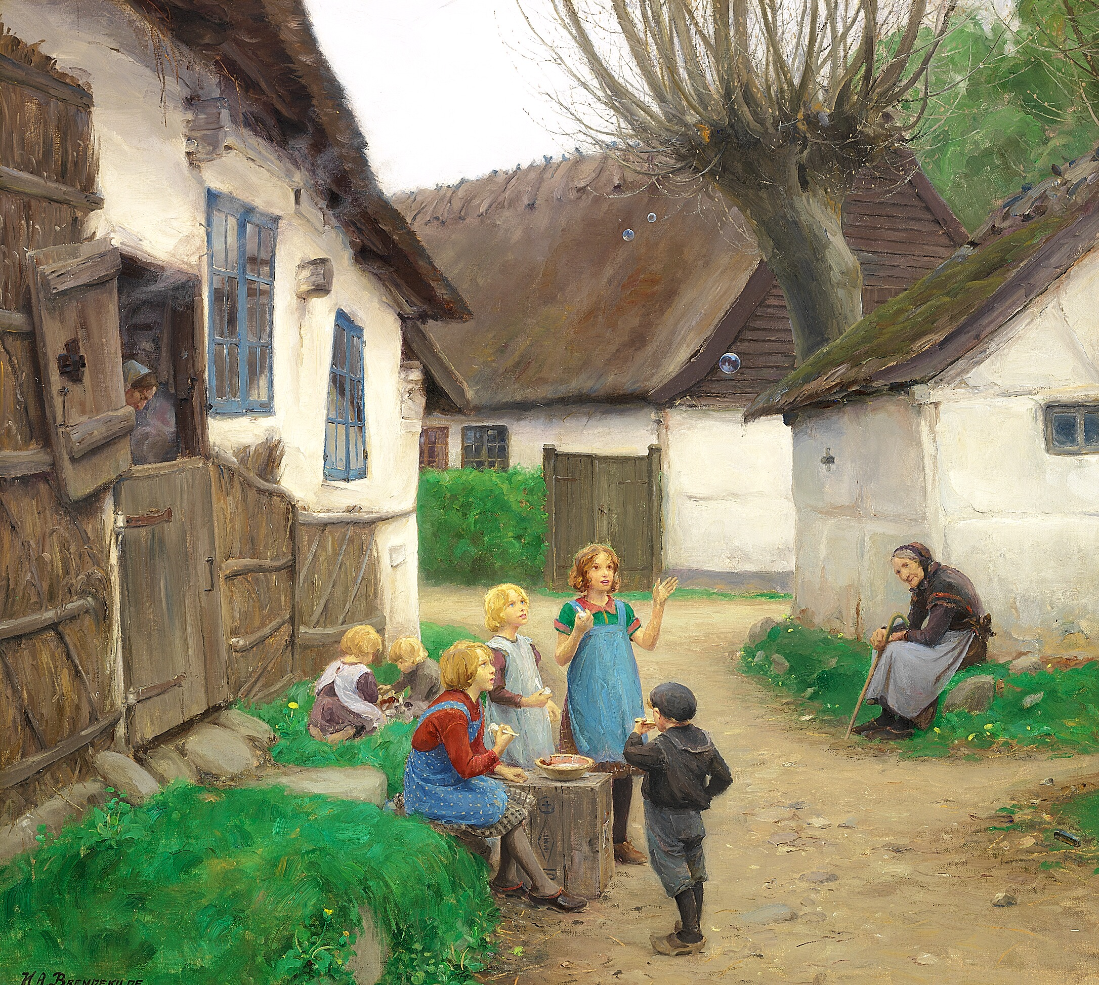 Des enfants font des bulles. - H. A. Brendekilde