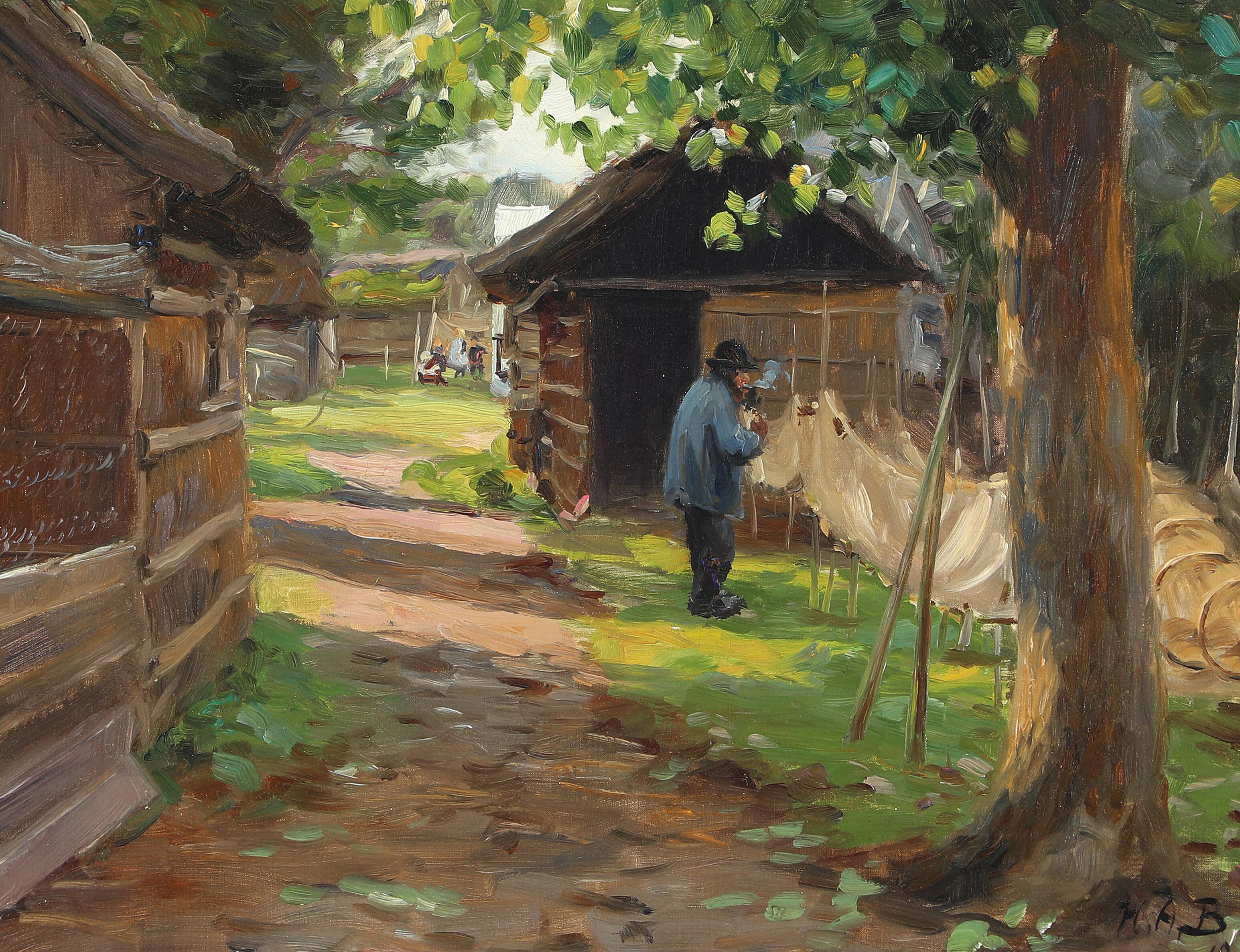 Nettoyage des pièges à poissons. - H. A. Brendekilde