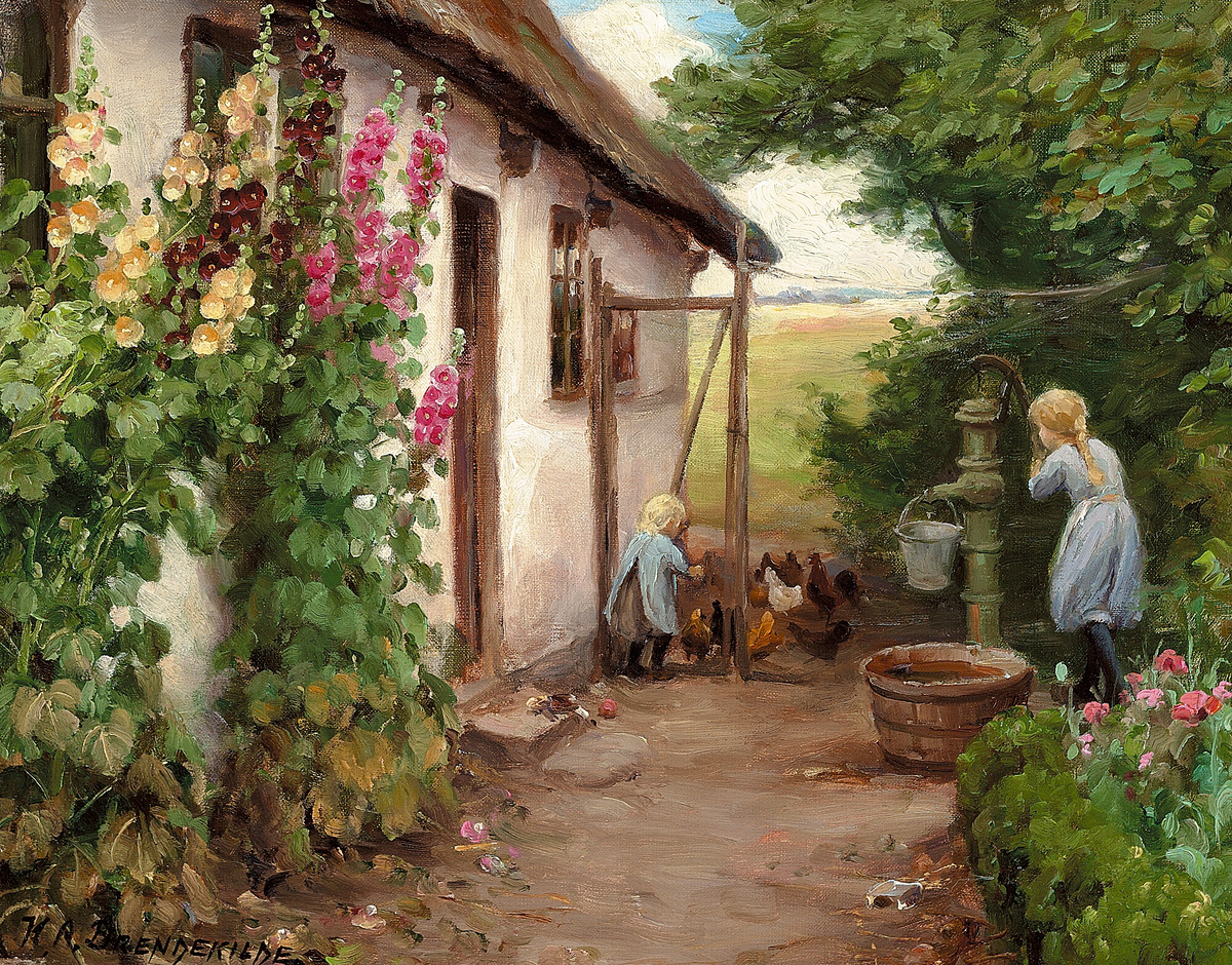 A l'extérieur de la ferme. - H. A. Brendekilde