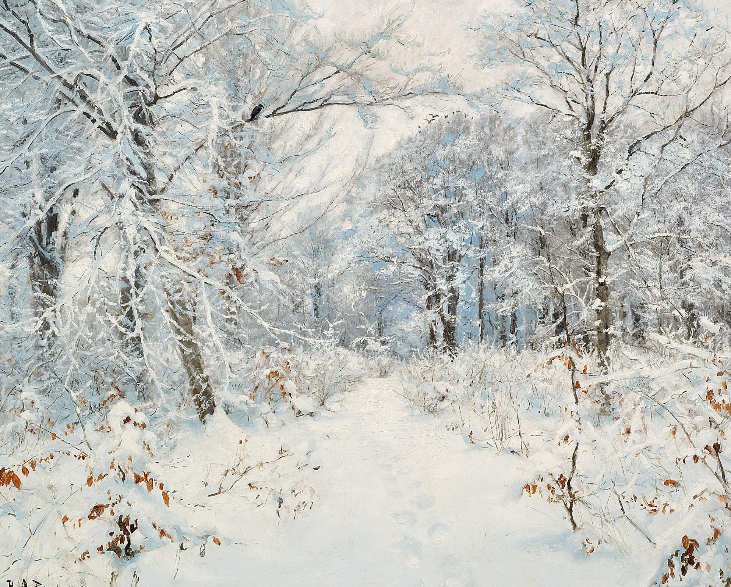 Un paysage de forêt d'hiver. - H. A. Brendekilde