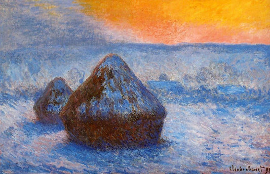 Meule (hämärä, lumiefekti) - Claude Monet