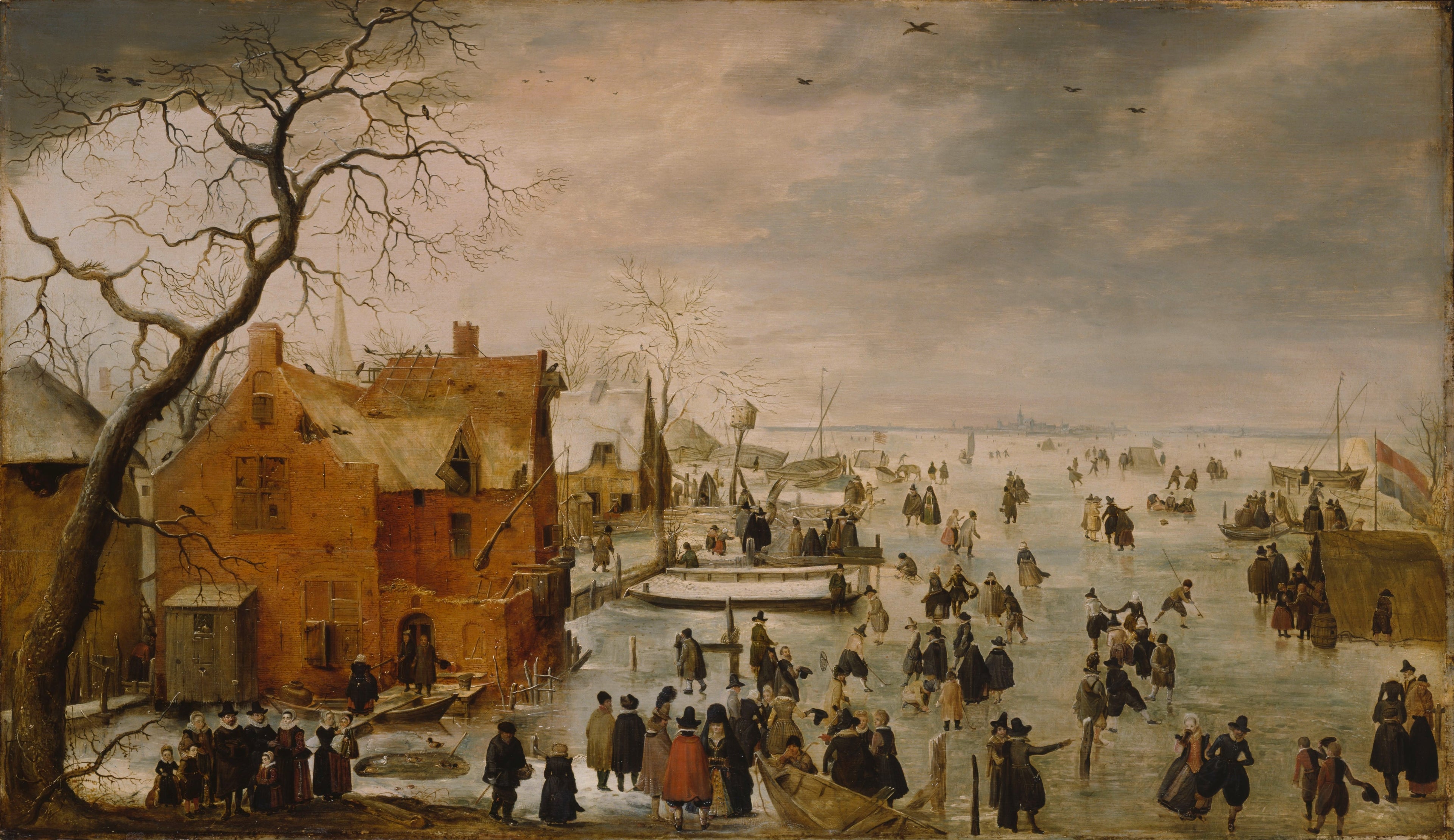 Paysage d'hiver avec de nombreux patineurs - Hendrick Avercamp