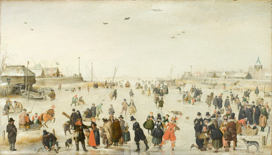 Scène d'hiver sur un canal gelé - Hendrick Avercamp image 1 reproduction de peinture à l’huile
