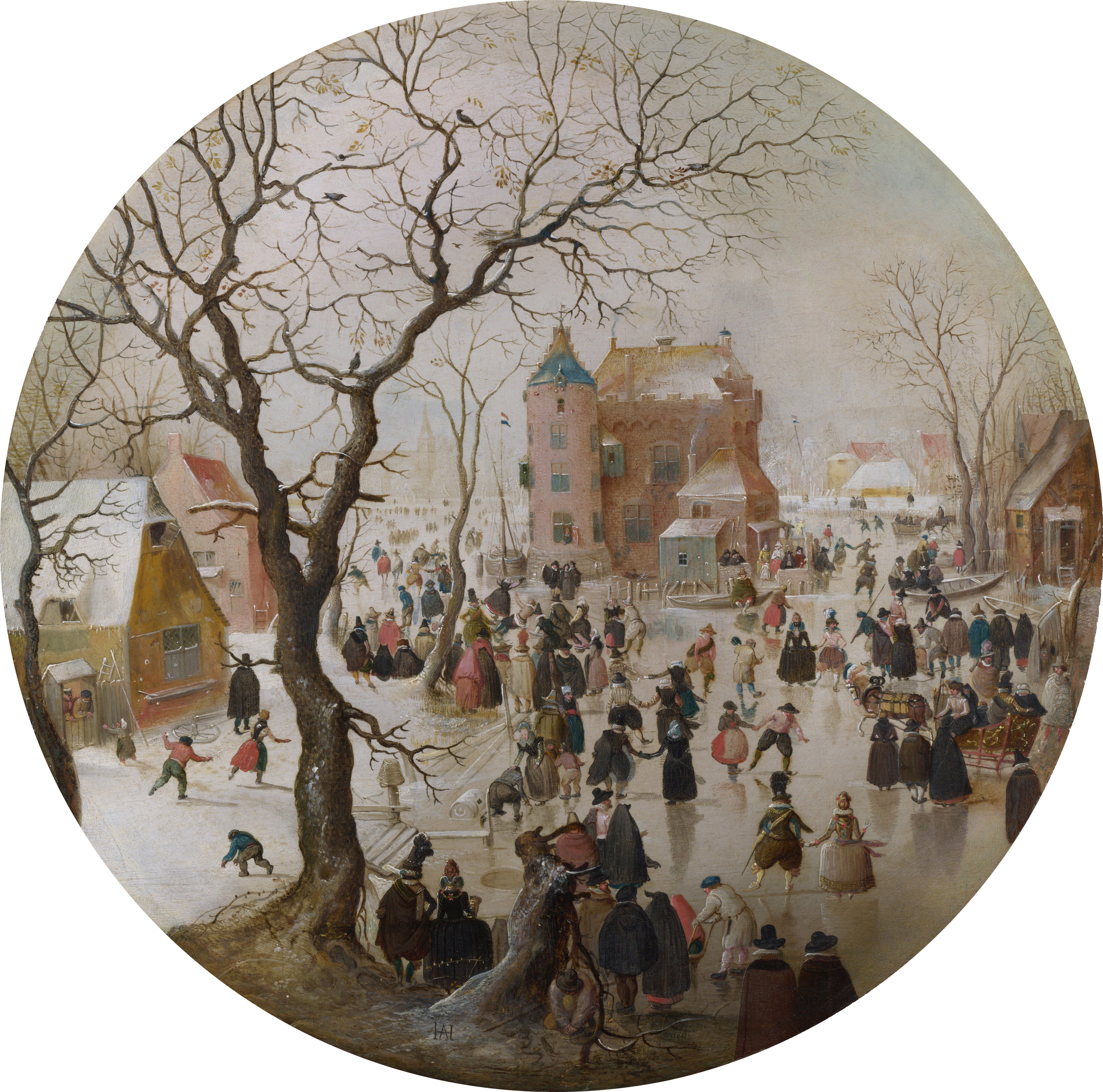 Scène d'hiver avec des patineurs près d'un château - Hendrick Avercamp