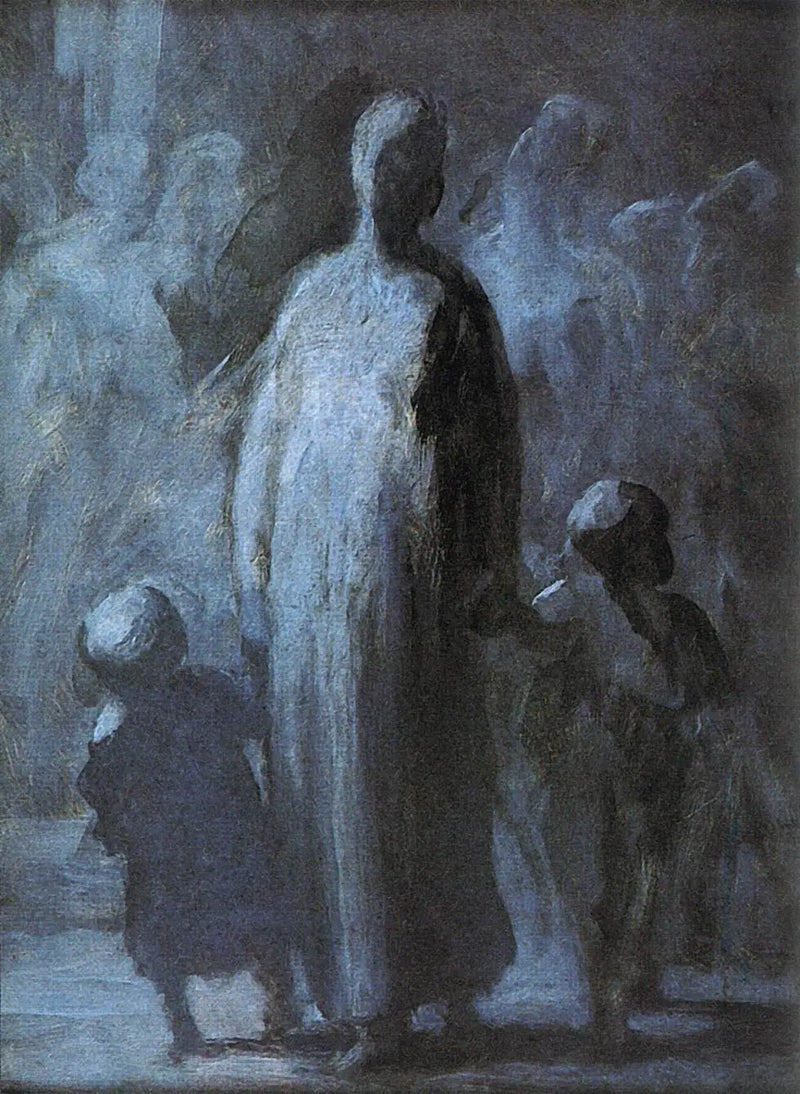 Nainen kahden lapsen kanssa - Honoré Daumier