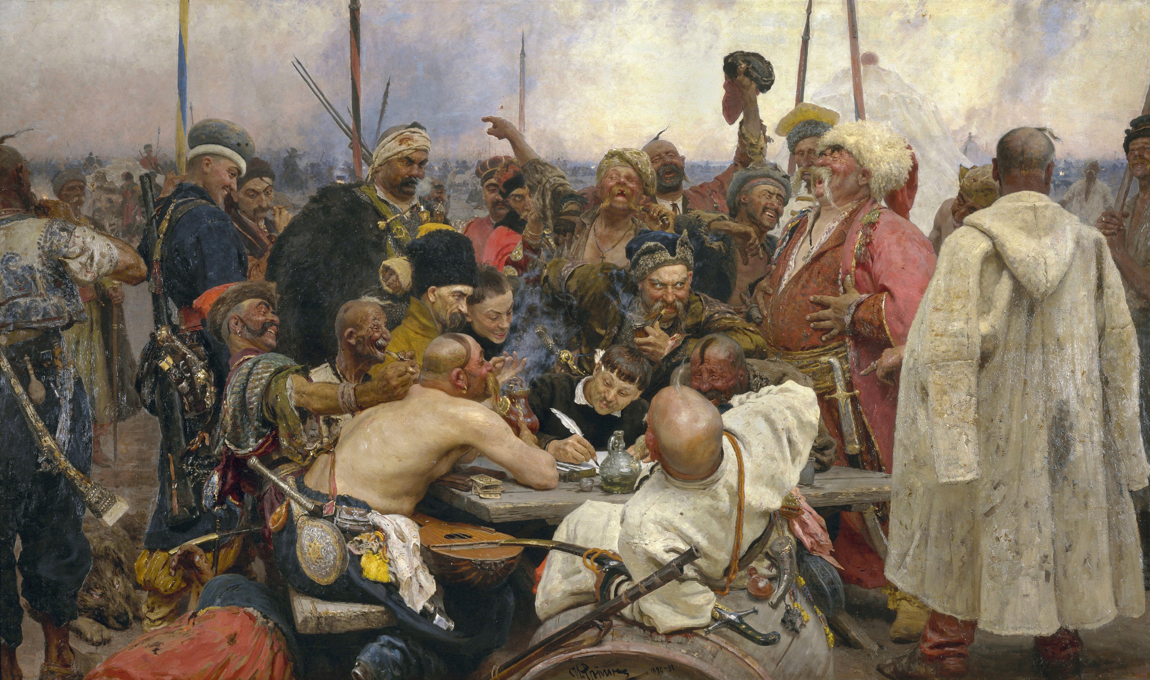 Les Cosaques zaporogues écrivant une lettre au sultan de Turquie - Ilya Repin