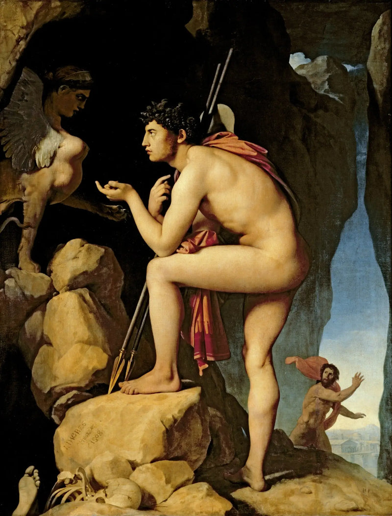 Oidipus selittää sfinksin arvoituksen - Jean-Auguste-Dominique Ingres