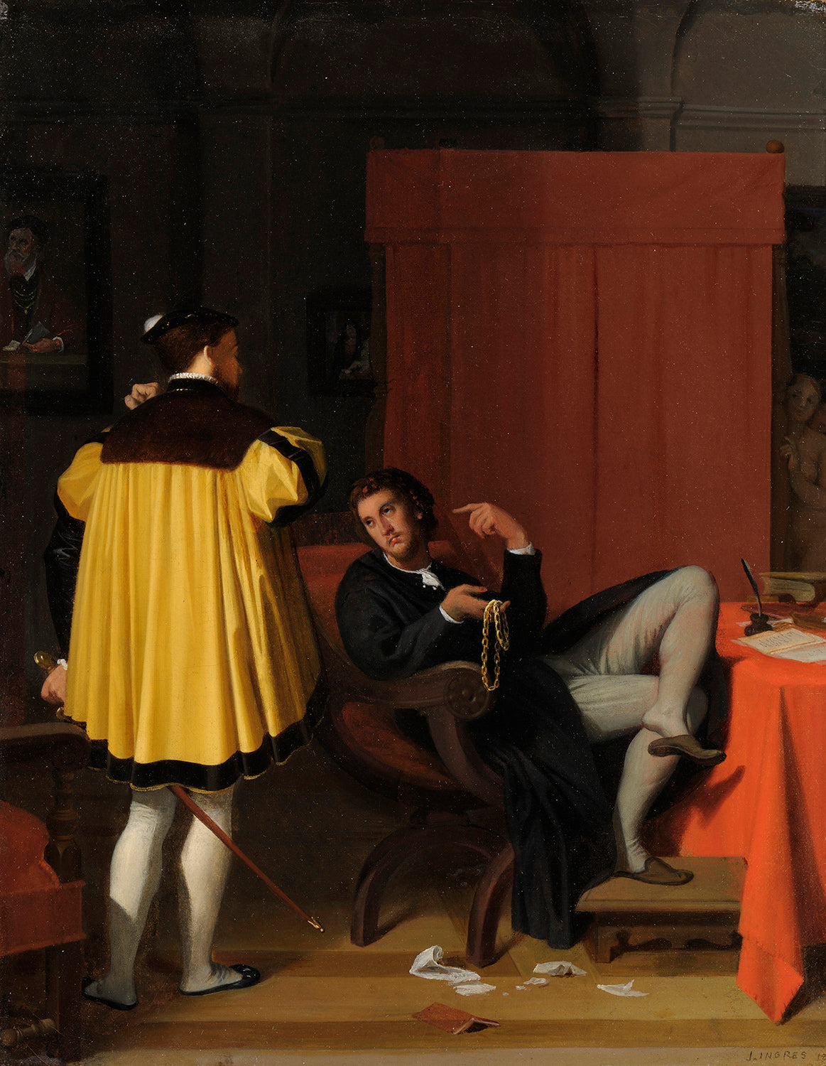 Arétin ja Kaarle V:n lähettiläs - Jean-Auguste-Dominique Ingres
