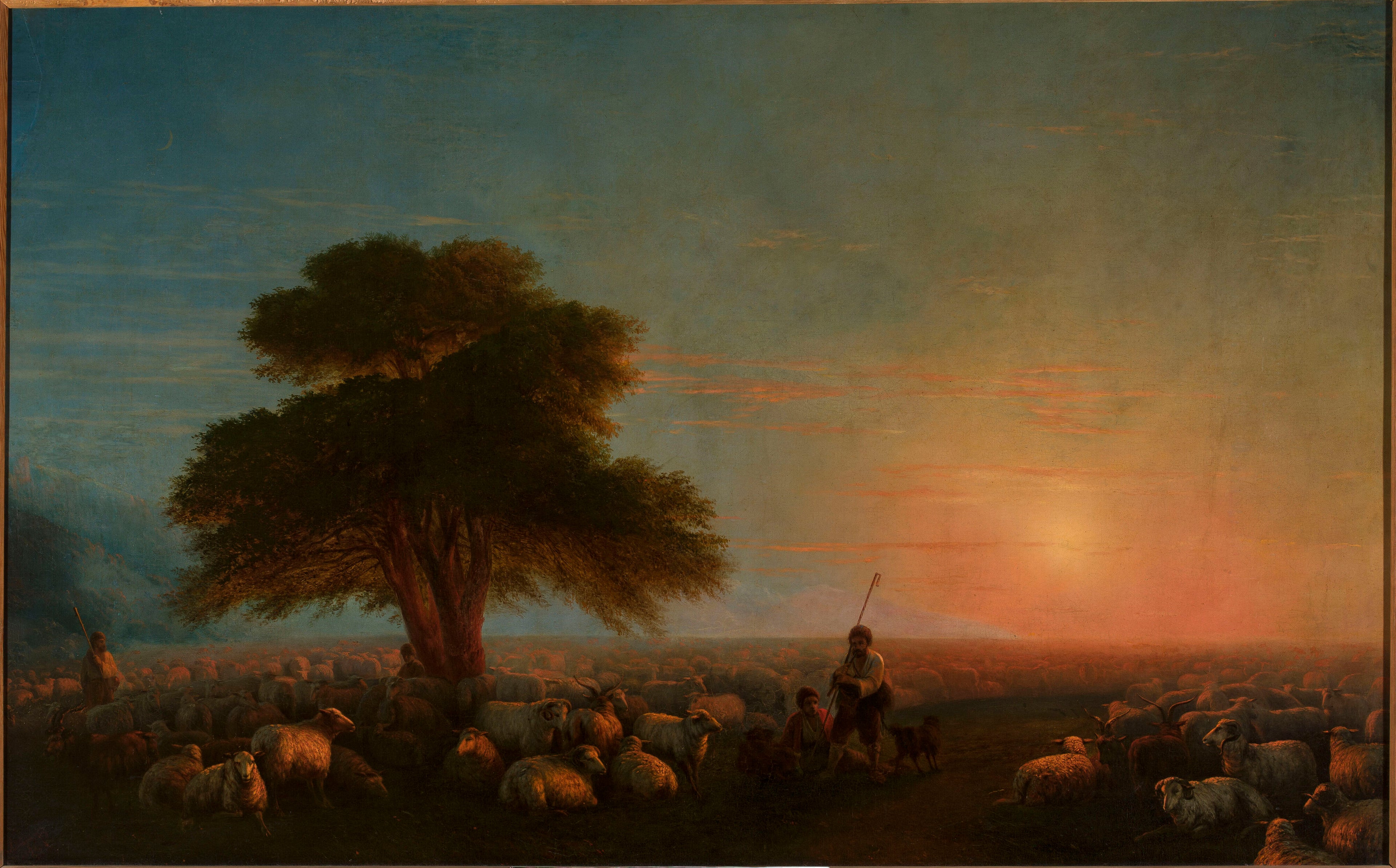 Les bergers avec un troupeau de moutons. - Ivan Aïvazovski