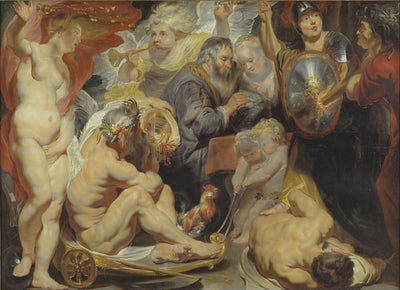 Allégorie de la science. Minerve et Cronos protègent la science contre l'envie et l'ignorance. - Jacob Jordaens