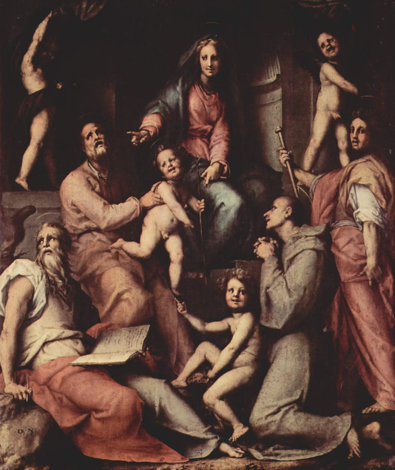 Neitsyt Jeesuksen kanssa, enkeleiden ja pyhimysten kanssa - Pontormo