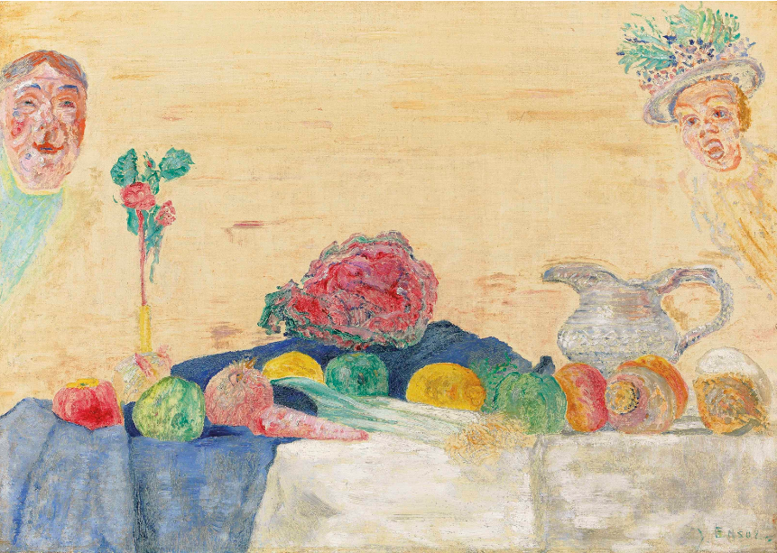 . Red Cabbage, Fruit and Masks - James Ensor