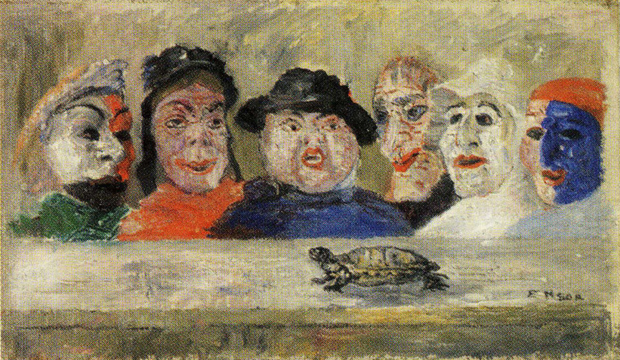Masks Watching a Tortoise - James Ensor
